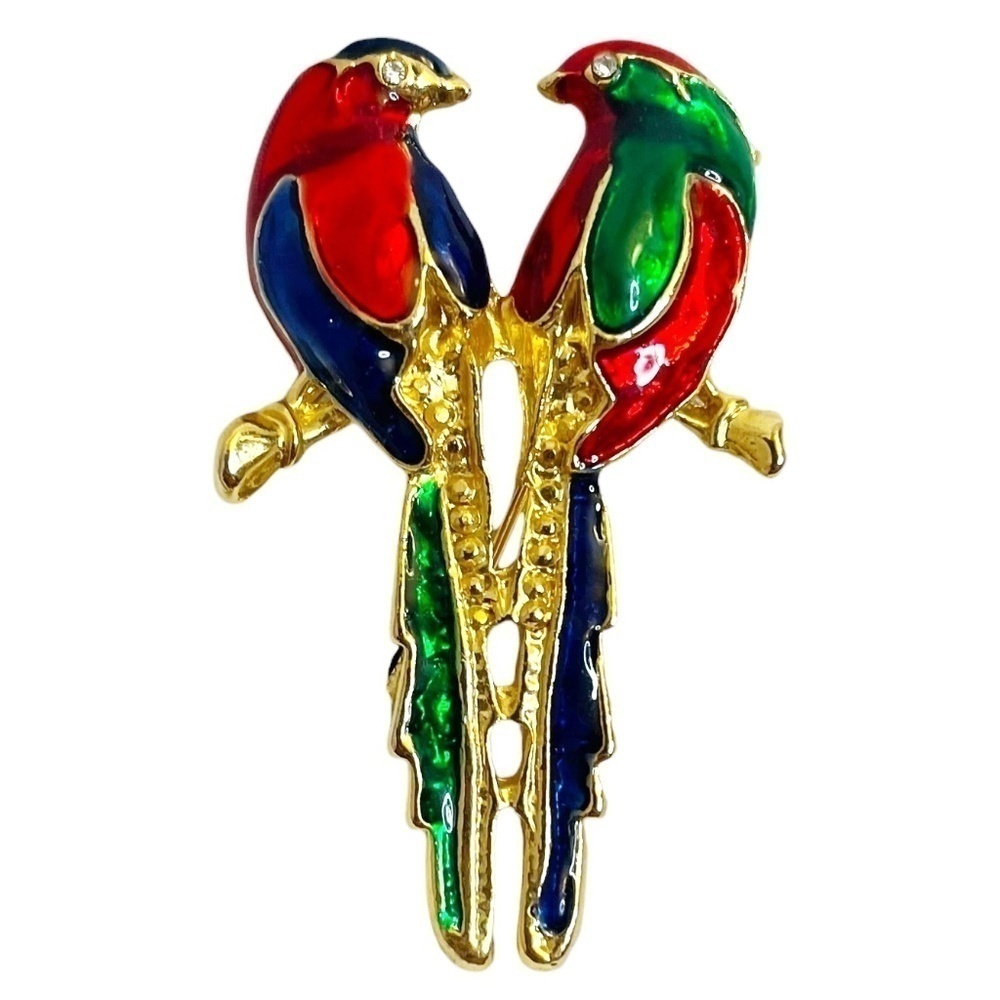 Vintage Macaw Parrot Pin Colourful Bird Enamel Brooch Exotic 🤍